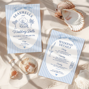 Seashells och Bröllop Klockor Bachelorette Itinera Inbjudningar
