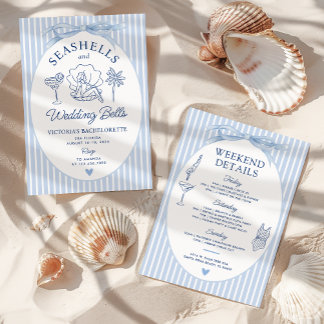 Seashells och Bröllop Klockor Bachelorette Itinera Inbjudningar