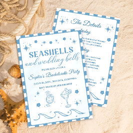Seashells och Bröllop Klockor Bachelorette Party Inbjudningar