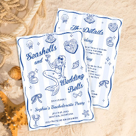 Seashells och Bröllop Klockor Bachelorette Party Inbjudningar