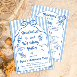 Seashells och Bröllop Klockor Bachelorette Party Inbjudningar