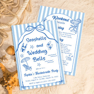 Seashells och Bröllop Klockor Bachelorette Party Inbjudningar