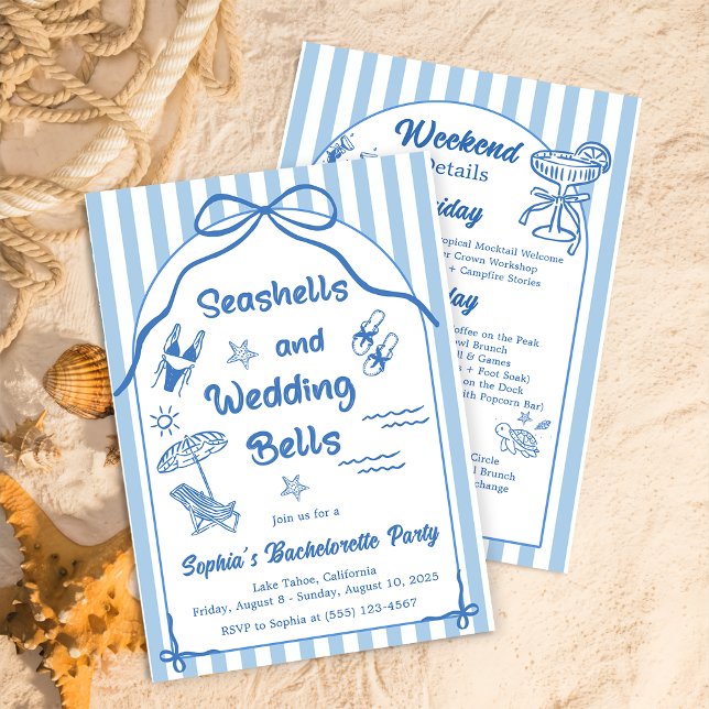 Seashells och Bröllop Klockor Bachelorette Party Inbjudningar (Skapare uppladdad)