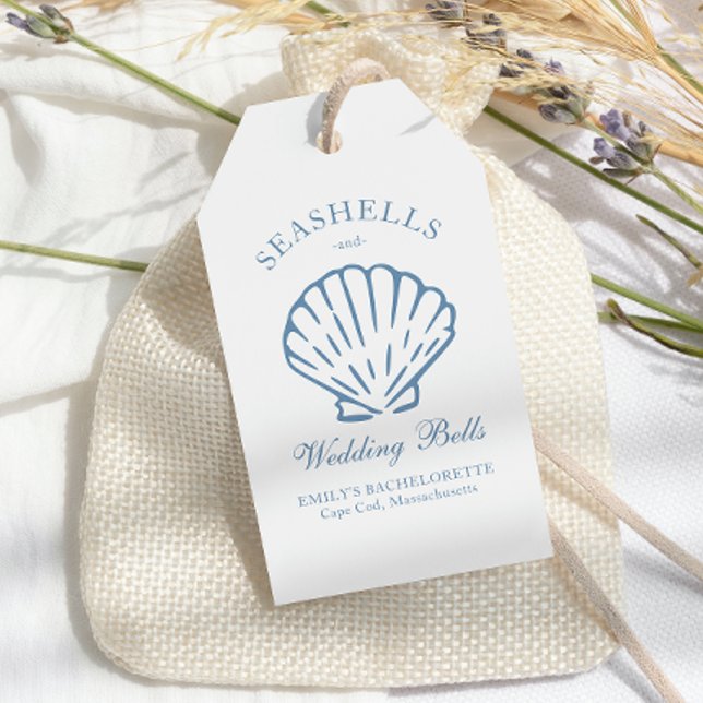 Seashells och Bröllop Klockor Bachelorette Party Presentetikett (Skapare uppladdad)