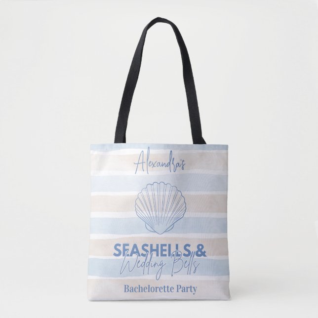 Seashells och Bröllop Klockor Bachelorette Tygkasse (Framsida)