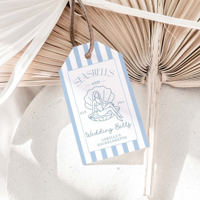 Seashells och Bröllop Klockor-kusten Bachelorette Presentetikett (Skapare uppladdad)