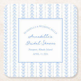 Seashells och Bröllop Klockor Möhippa Kusten i Underlägg Papper Kvadrat