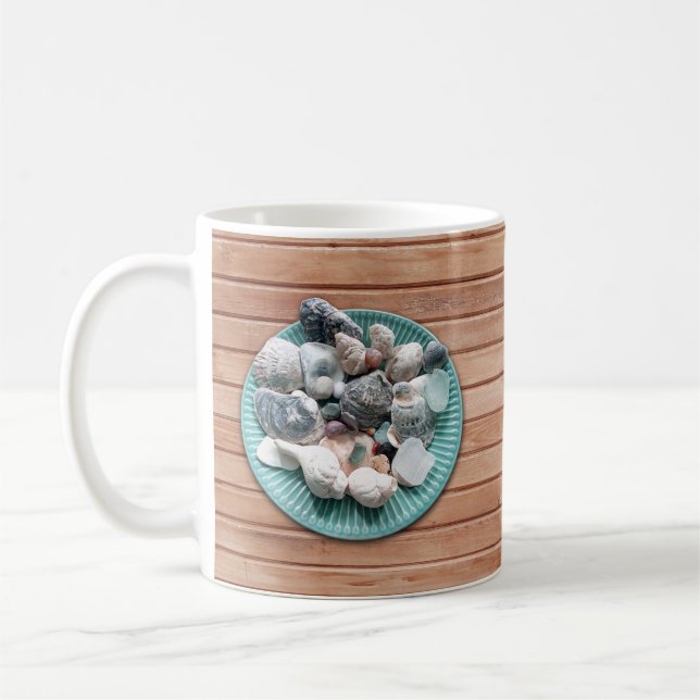 Seashells och Sea Glass Coffee Mugg (Vänster)