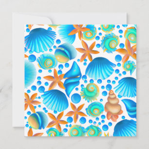 Seashells och Starfish Ocean Mönster Julkort