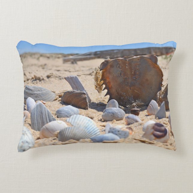 Seashells på Beach av Shirley Taylor Prydnadskudde (Framsidan)