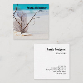 Seashells på ett Sandy Beach Photo Fyrkantigt Visitkort