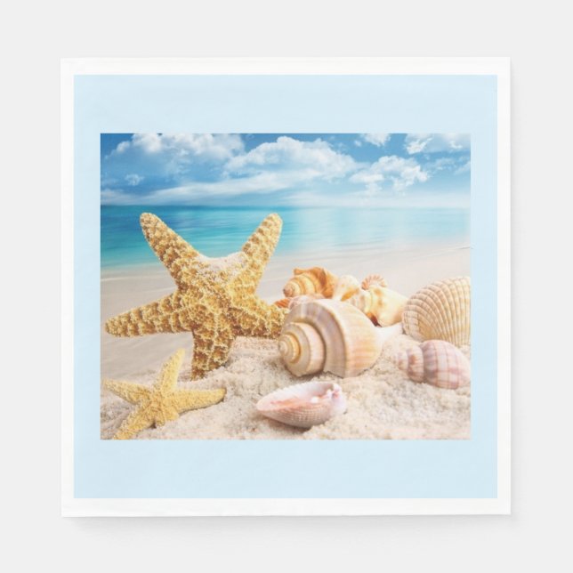 Seashells på strandservetter pappersservett (Framsidan)