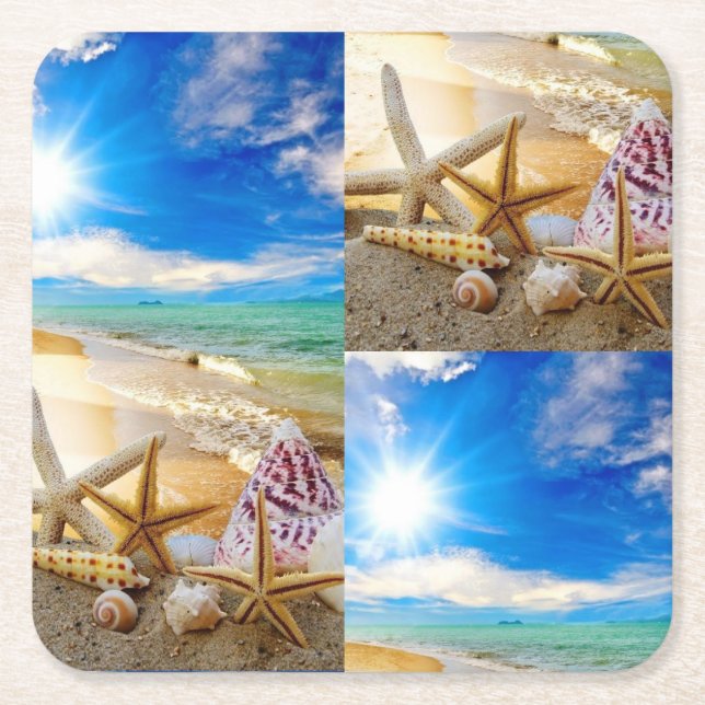 Seashells pappra underlägg papper kvadrat (Framsidan)