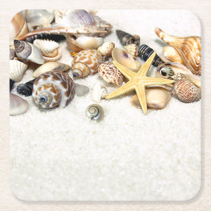 Seashells Pappra Underlägg Papper Kvadrat