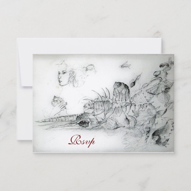 SEASHELLS PARTY,Ruby Monogram Osa Kort (Framsida)