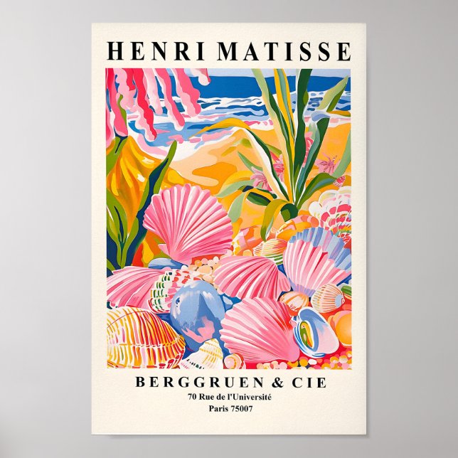 Seashells Poster, Beachy Decor, Coastal Art Print. Poster (Framsidan)