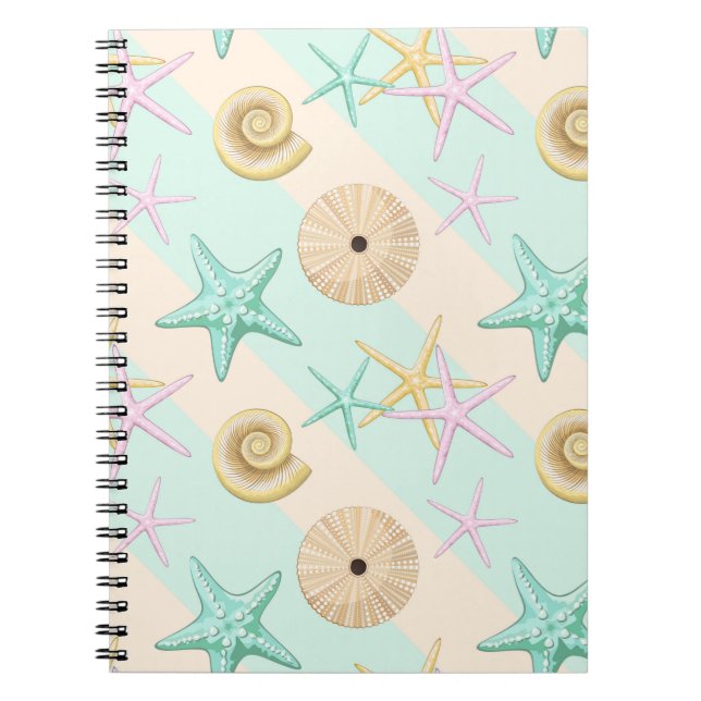 Seashells Retro Pastel Sea Life Anteckningsbok (Framsidan)