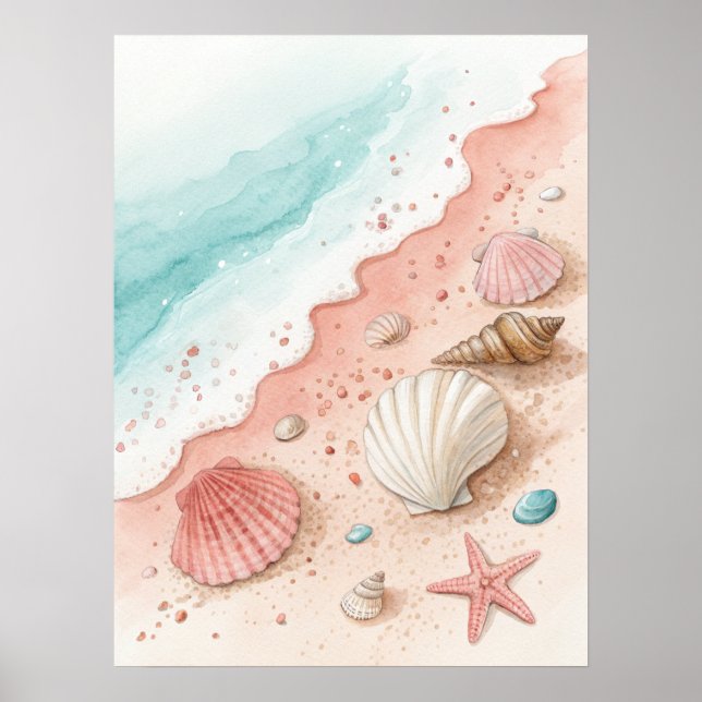 Seashells Sandy Beach Poster (Framsidan)