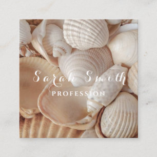 Seashells Sea Beach Beige Nature Fyrkantigt Visitkort