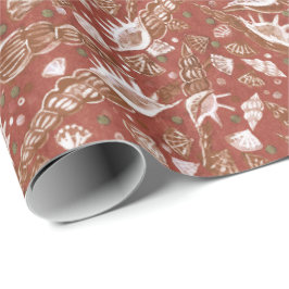 Seashells Sea Snäcka Mollusk Nautical Mönster Brow Presentpapper