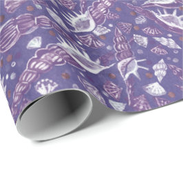 Seashells Sea Snäcka Nautical Mönster Lila Violet Presentpapper