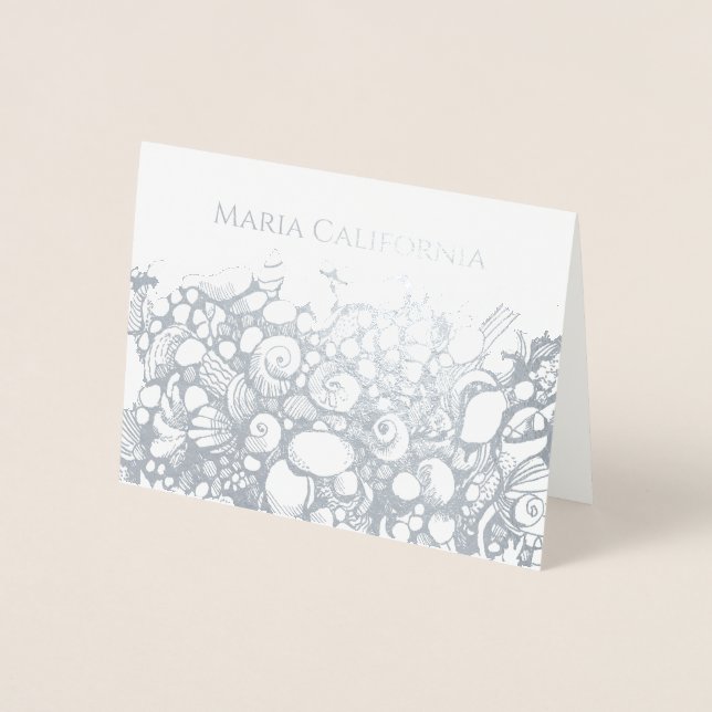 Seashells silver-fiskekort folierat kort (Framsida)