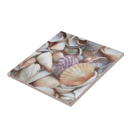 Seashells Sketch Ocean Nautical Beach Thmet Kakelplatta