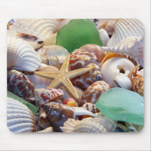 Seashells Starfish & Beach Glass Mousepad Musmatta