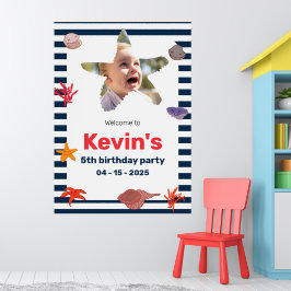 Seashells, Starfish & Coral på Nautical Rand Poster