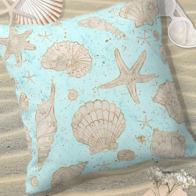Seashells Starfish Watercolor Bone ID782 Kudde (Skapare uppladdad)