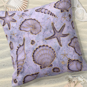 Seashells Starfish Watercolor Violet ID782 Kudde