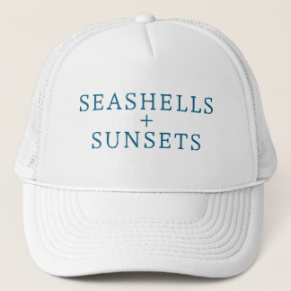 Seashells & Sunsets Hat Vacation Beach Custom Cap Keps