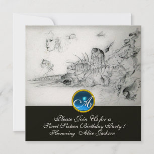 SEASHELLS SWEET SIXTEEN PARTY Sapphire Monogram Inbjudningar