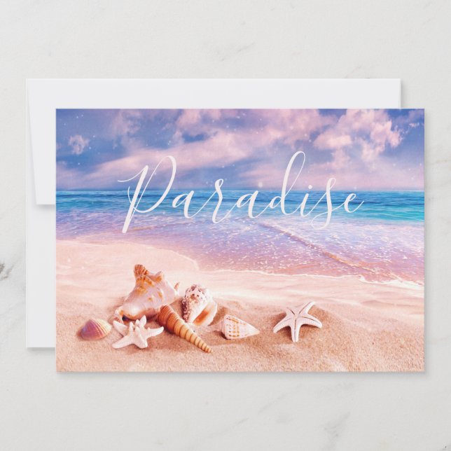 Seashells vid havsstranden meddelande (Framsida)