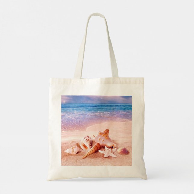 Seashells vid havsstranden tygkasse (Baksida)