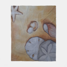Seashells vid kusten fleecefilt