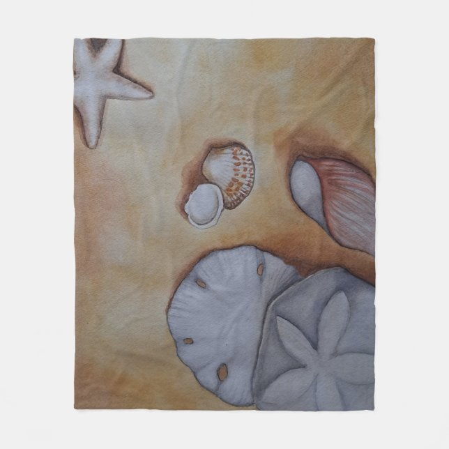 Seashells vid kusten fleecefilt (Framsidan)