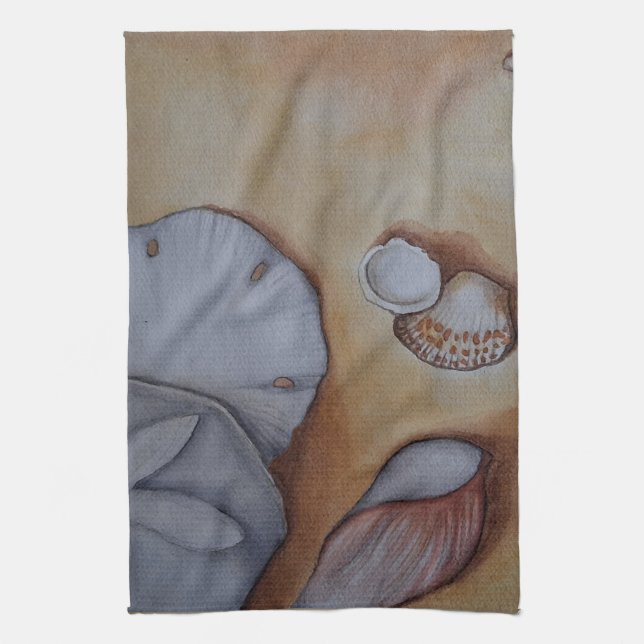 Seashells vid kusten kökshandduk (Vertikal)