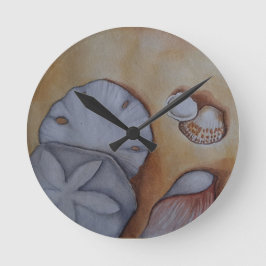 Seashells vid kusten rund klocka