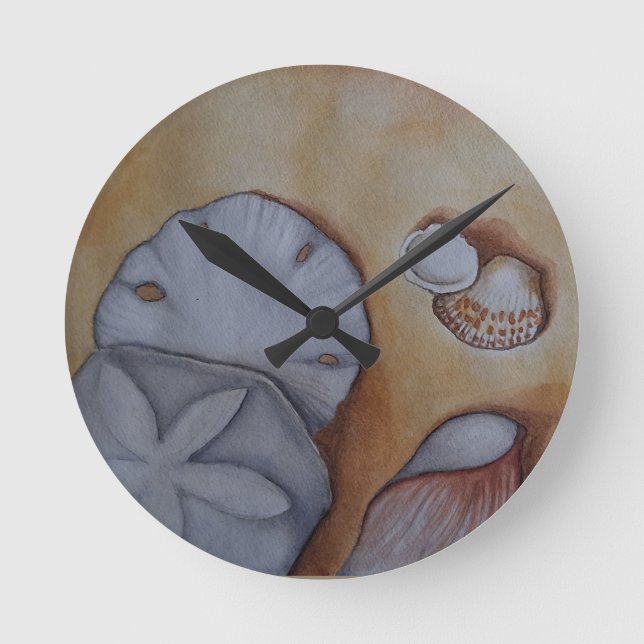 Seashells vid kusten rund klocka (Framsida)