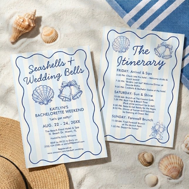Seashells & Wedding Bells Bachelorette Itinerary Inbjudningar (Skapare uppladdad)