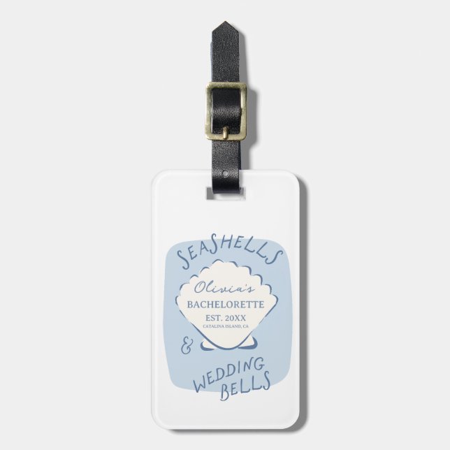 Seashells & Wedding Bells Bachelorette Luggage Tag Bagagebricka (Vertikal Framsida)