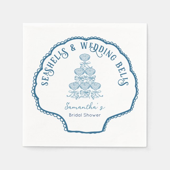Seashells & Wedding Bells Bachelorette Party Pappersservett (Framsidan)