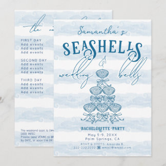 Seashells & Wedding Bells Blue Bachelorette Party Inbjudningar