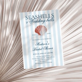Seashells & Wedding Bells Striped Bridal Shower Inbjudningar
