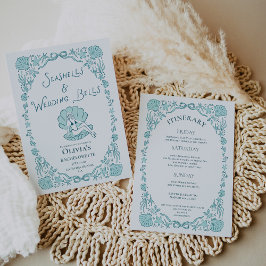 Seashells Wedding Bells Whimsical Bachelorette  Inbjudningar