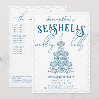 Seashells & Wedding Bells White Bachelorette Party Inbjudningar