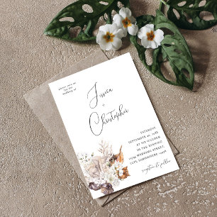 Seashells & White Blommigt Bröllop 2 Inbjudningar