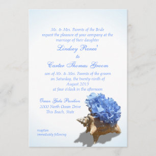 Seashore Blue Hydrangea Bröllop Inbjudningar