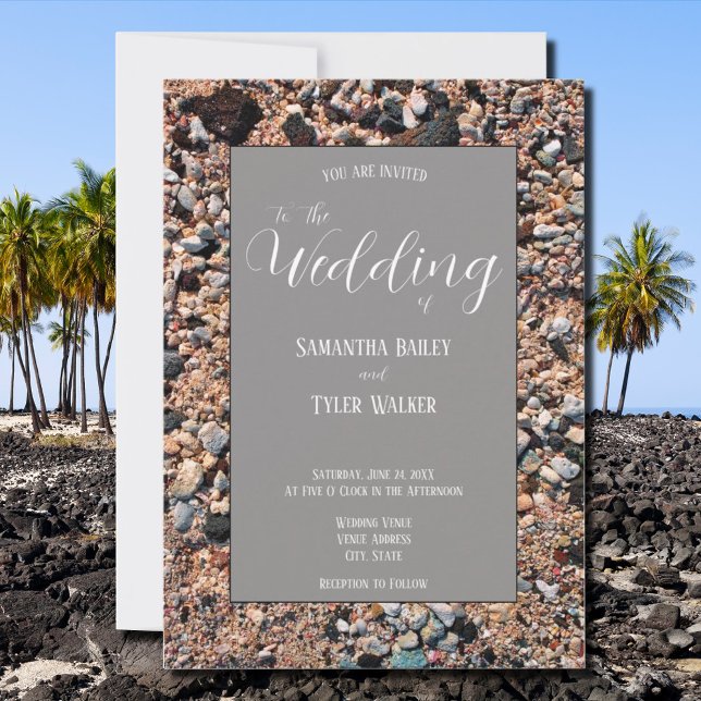 Seashore Coral Sand & Snäckas, Modern Beach Weddin Inbjudningar (Skapare uppladdad)